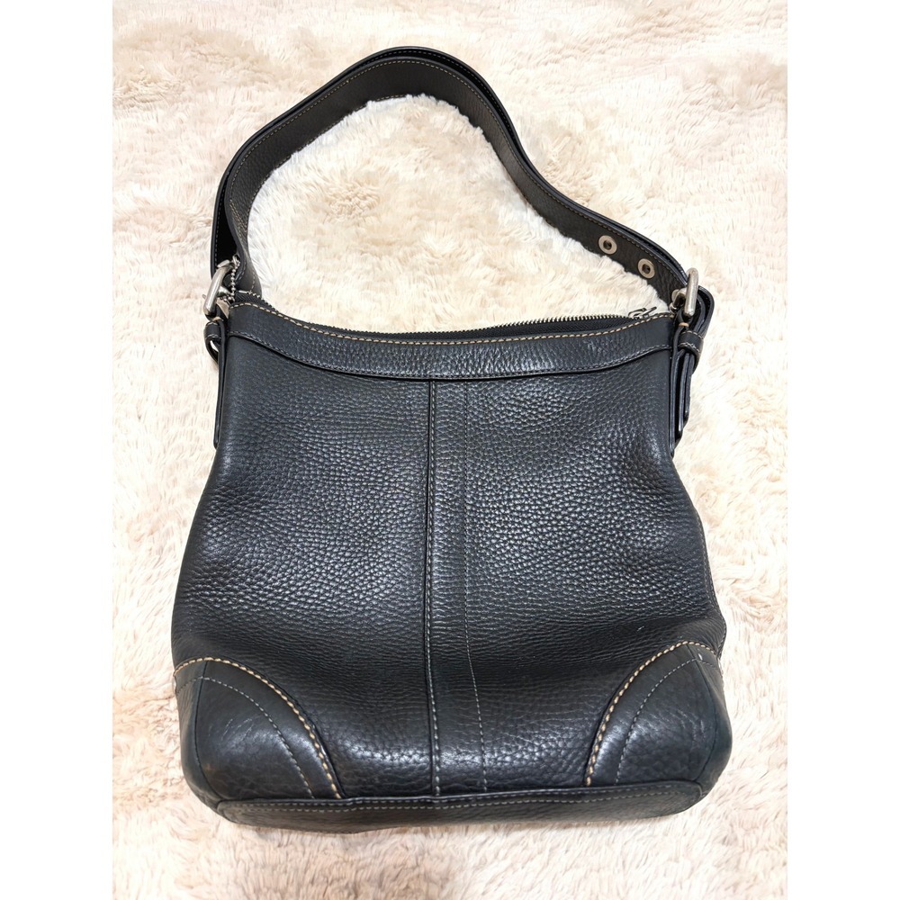 Vintage Y2K Archival Coach Bleecker Black Pebbled Leather Hobo Bag F12319 Purse - Picture 1 of 7